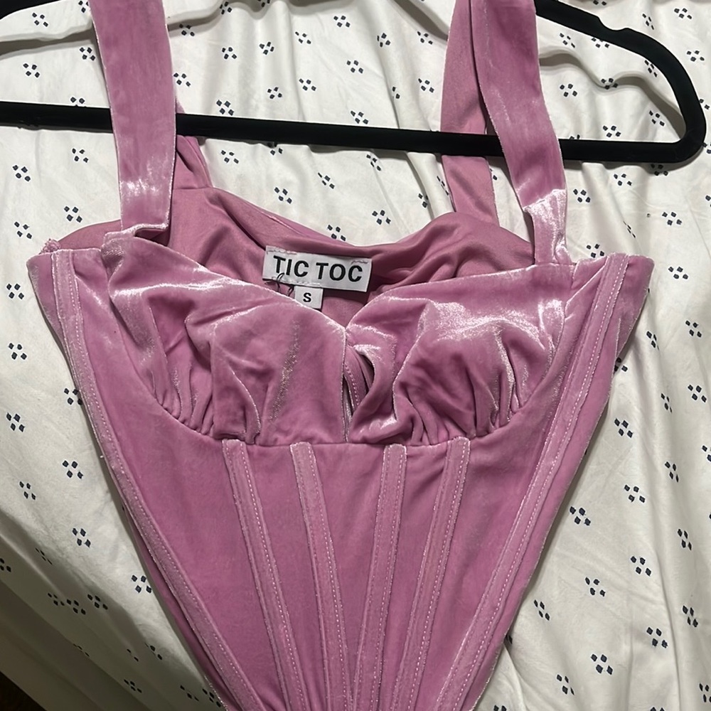 Lilac velvet like corset crop size small